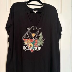 Maurices Black 'Let's Go on a Road Trip' Graphic Tee with Multi-Color Print